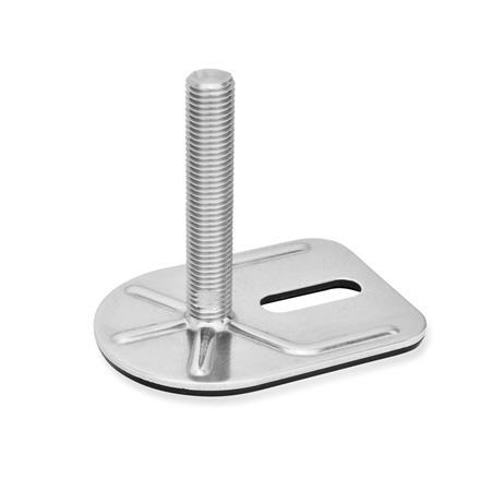 Otto Ganter Stainless Steel Levelling Feet Material AISI 304 (A2) with Fixing Lug Rectangular Shape, GN 43